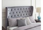 4ft6 Double Grey fabric winged back ottoman bed frame 4